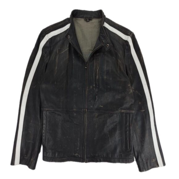 Rogue Distressed Black Leather Café Racer Jacket XL – Genuine Grain - Picture 13 of 13